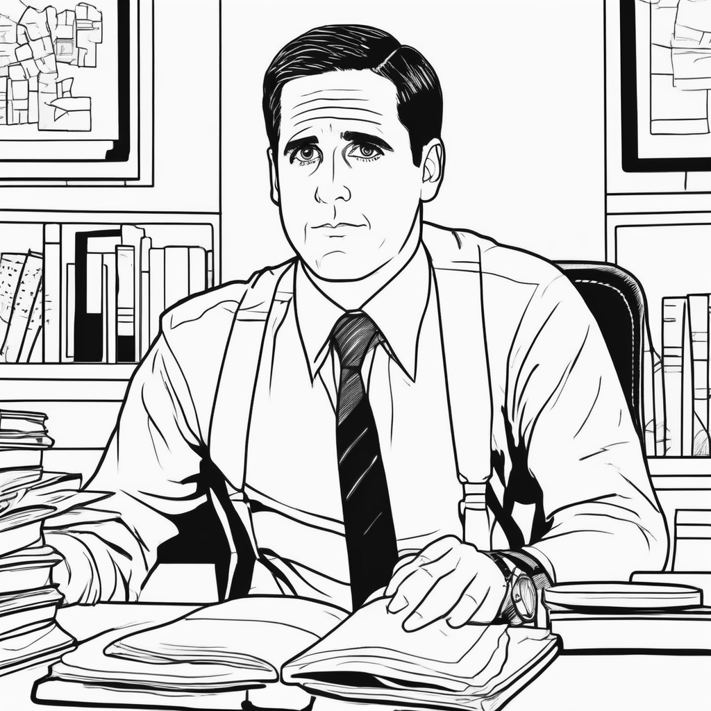 un coloriage de michael scott comme dans the offic